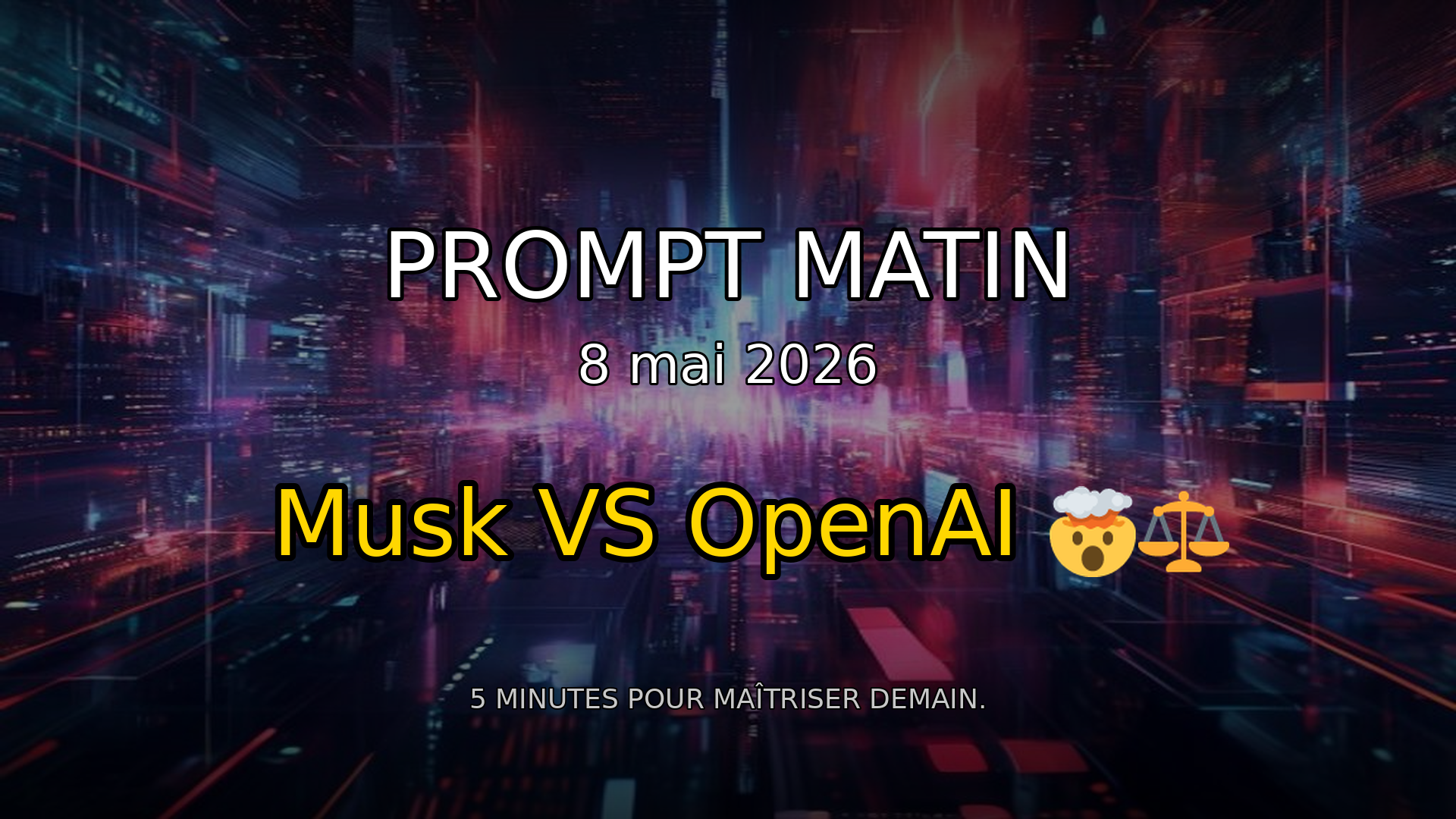 🤯 Musk VS OpenAI : Le procès qui redéfinit l'IA ! | Prompt Matin - 8 mai 2026 episode artwork