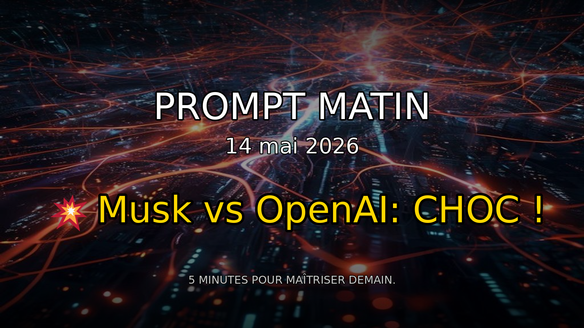 💥 Guerre des Titans IA: Musk attaque OpenAI ! Le Futur en Jeu ? | Prompt Matin - 14 mai 2026 episode artwork