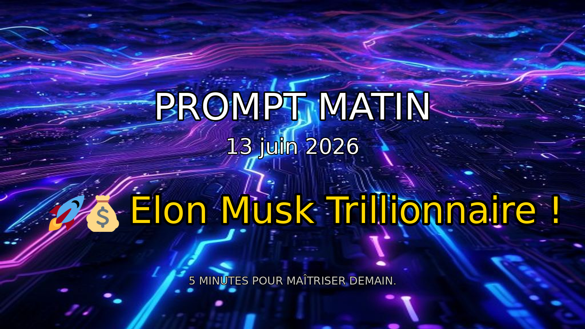 🚀 Elon Musk Trillionnaire: Le Phénomène SpaceX qui Redéfinit Tout ! | Prompt Matin - 13 juin 2026 episode artwork